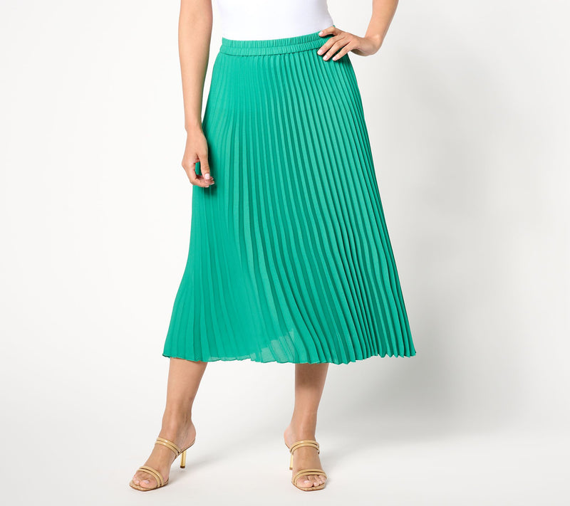 Dennis Basso Petite Woven Pleated Pull-On Skirt — View 5