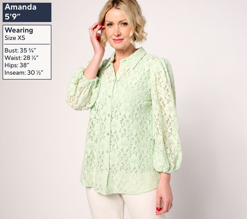 Dennis Basso Regular Lace Button Front Tunic — View 3