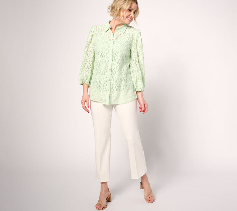 Dennis Basso Petite Lace Button Front Tunic — View 11