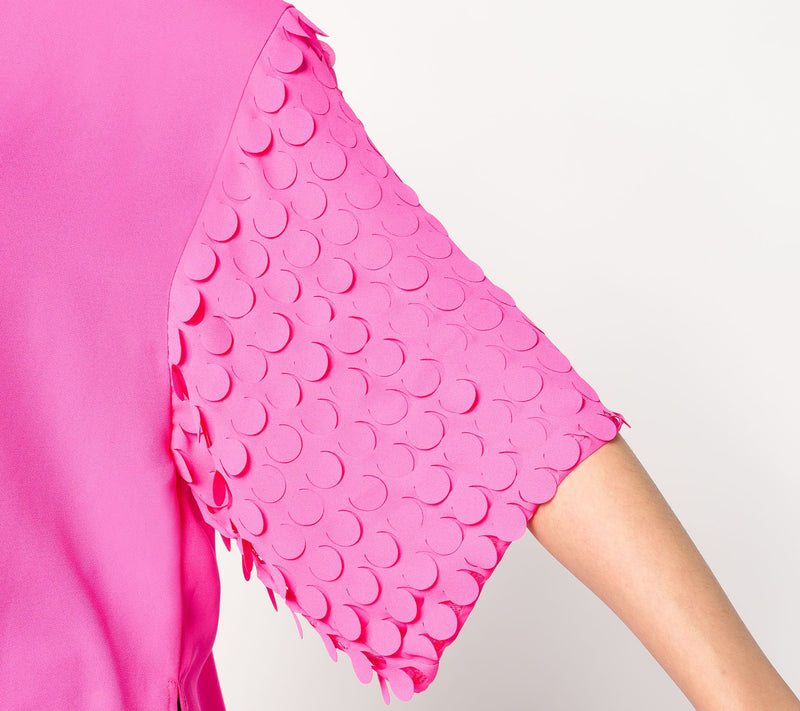 Dennis Basso Woven Top with Paillette Sleeves — View 7