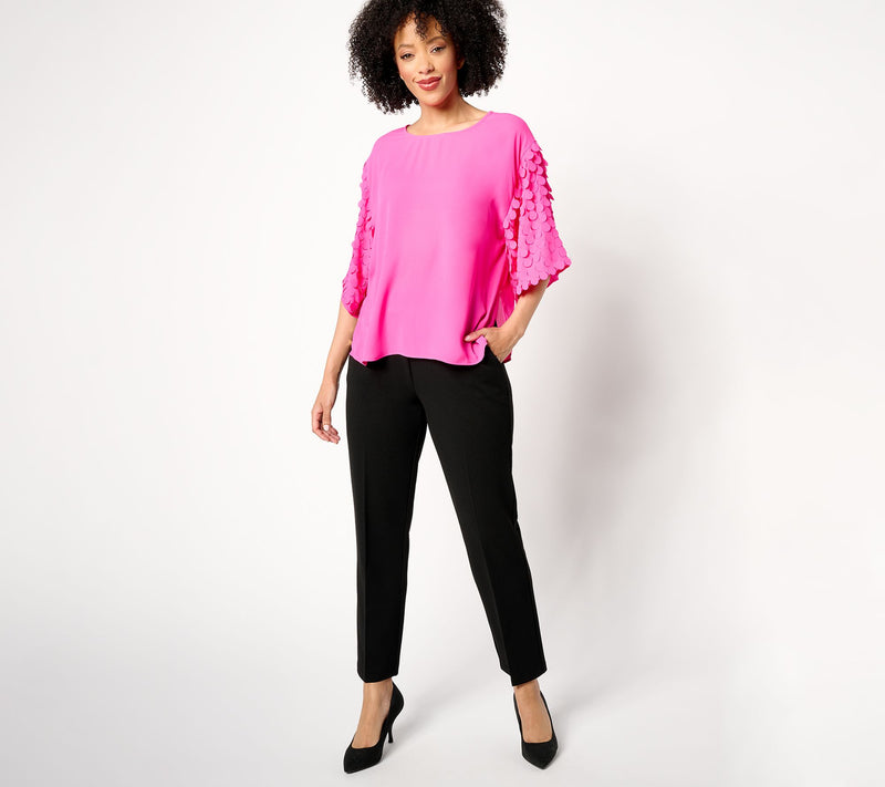 Dennis Basso Woven Top with Paillette Sleeves — View 6