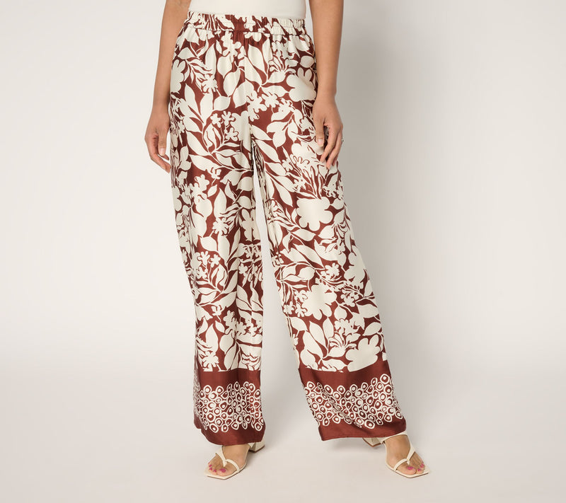 Dennis Basso Petite Woven Printed Pants with Border — View 13