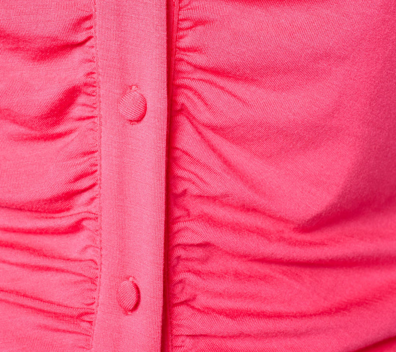 Dennis Basso Button Front Shirt with Shirring — View 6