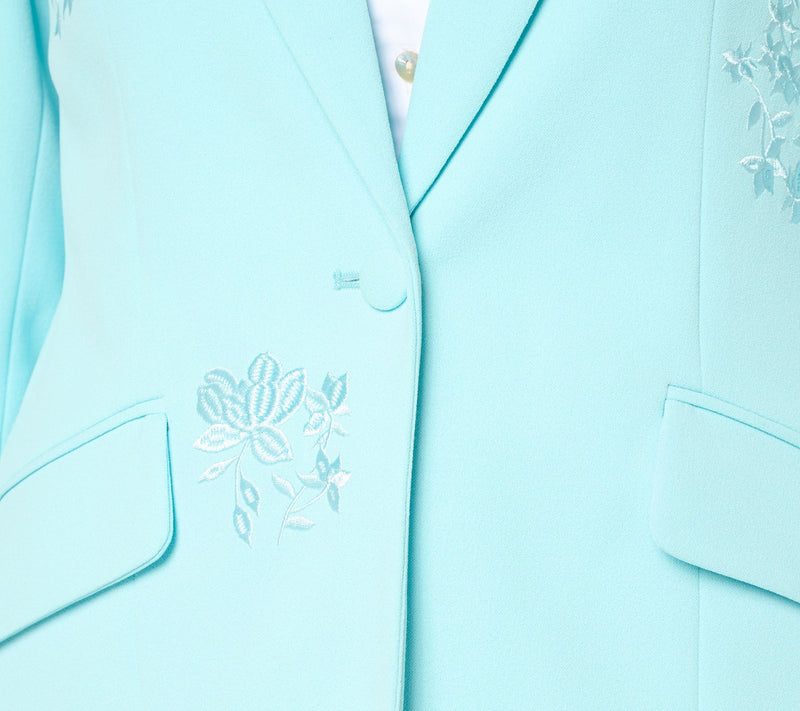 Dennis Basso Regular Luxe Crepe Blazer with Embroidery — View 6