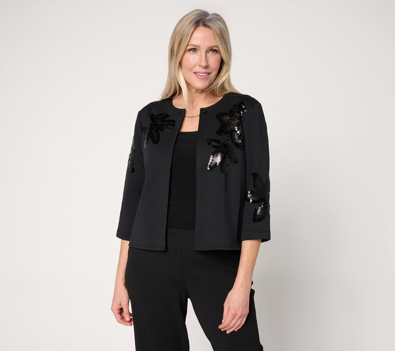 Dennis Basso Sweater Shrug with Sequin Accents — View 10