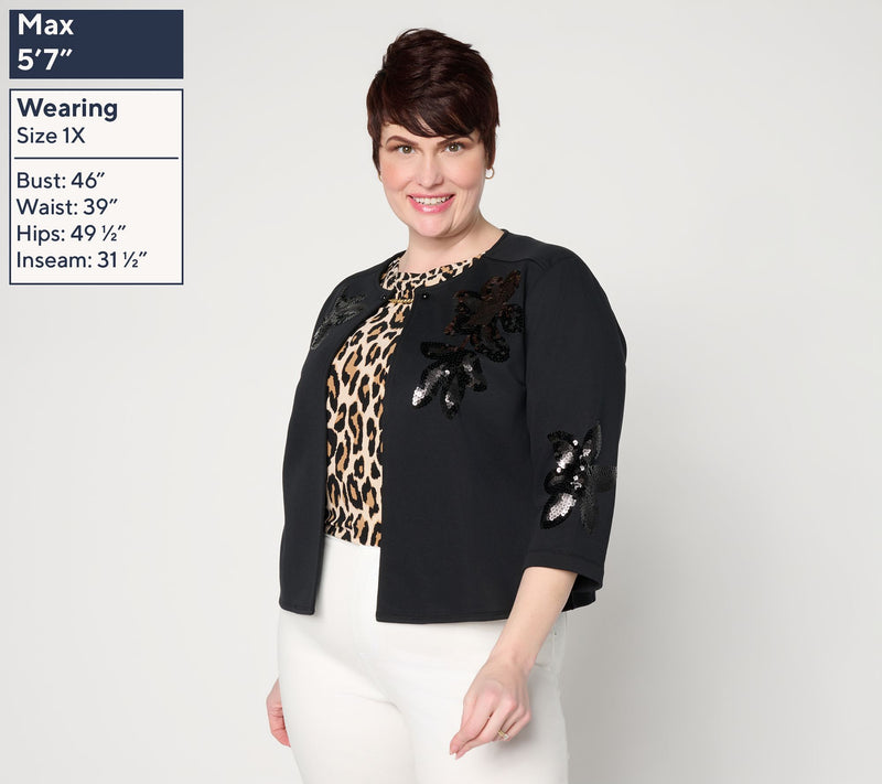 Dennis Basso Sweater Shrug with Sequin Accents — View 2