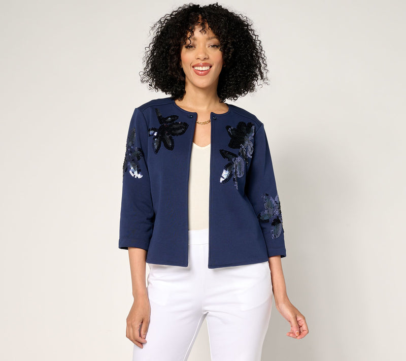 Dennis Basso Sweater Shrug with Sequin Accents — Main view