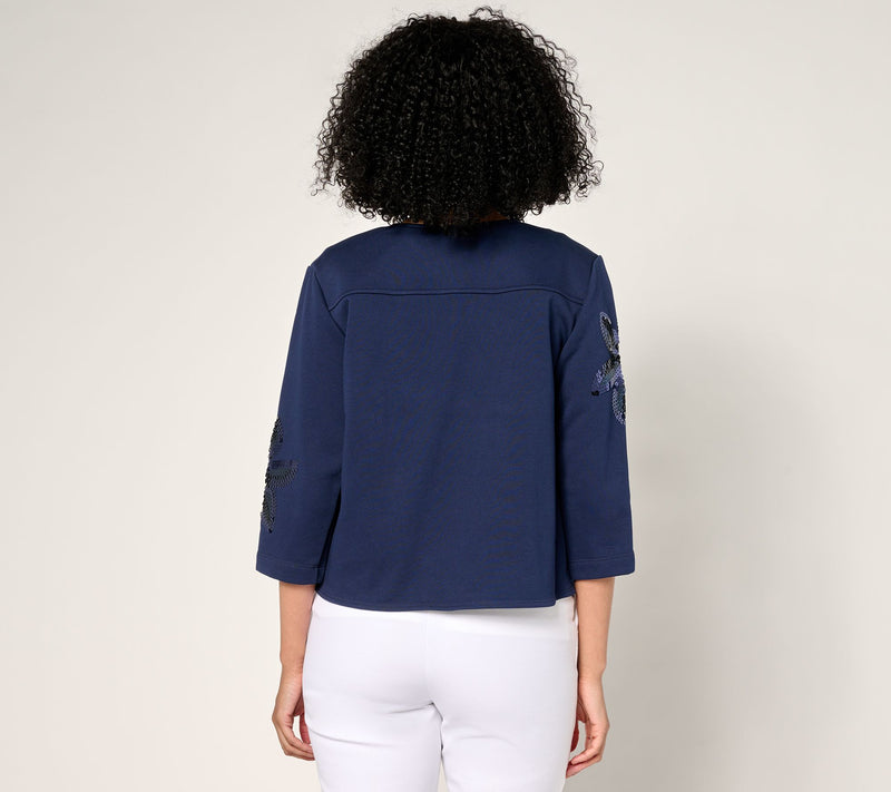 Dennis Basso Sweater Shrug with Sequin Accents — View 4