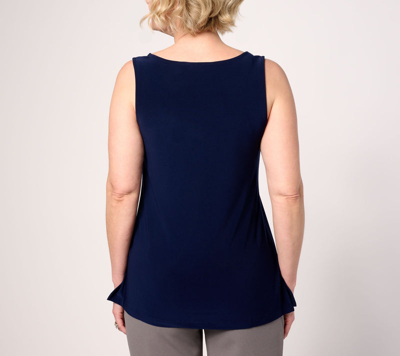 Dennis Basso Italia Knit V-Neck Tank Top — View 4