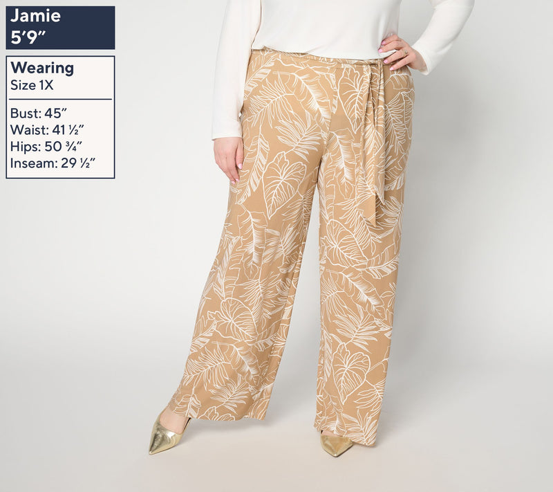 Dennis Basso Regular Printed Italia Knit Pant with Belt — View 2