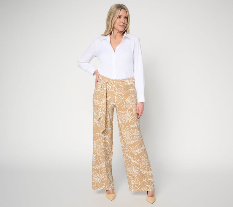 Dennis Basso Petite Printed Italia Knit Pant with Belt — View 5