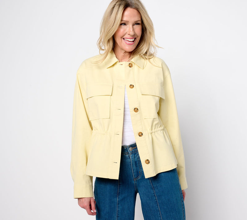 Peace Love World 100% Cotton Drawcord Waist Jacket — Main view