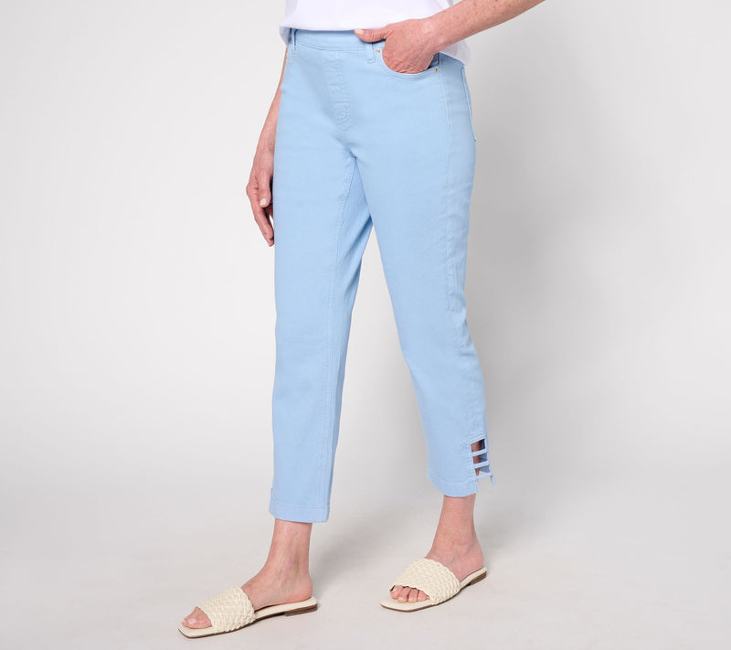 Denim & Co. Petite Color Classic Stretch Slim Straight Crop Jean — Main view