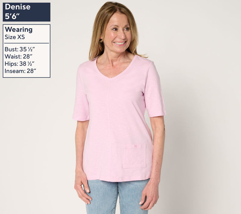 Denim & Co. Essentials Textured Knit Top with Pocket Detail — View 11