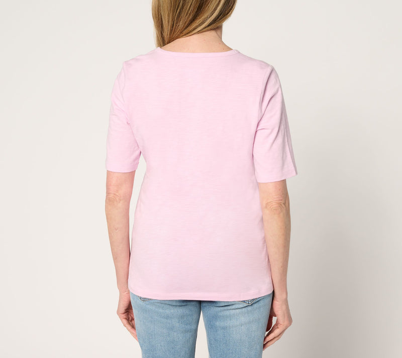 Denim & Co. Essentials Textured Knit Top with Pocket Detail — View 12
