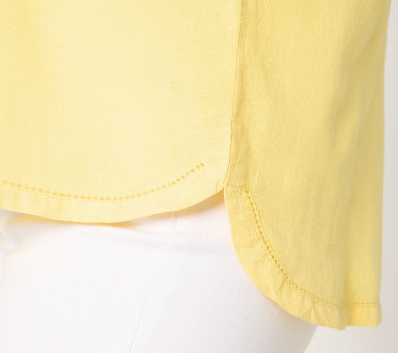 Denim & Co. Soft Linen Blend Print or Solid Collared Shirt — View 6