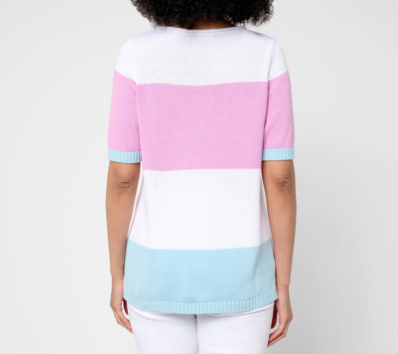 Denim & Co. Beach 100% Cotton Elbow Sleeve Sweater — View 3