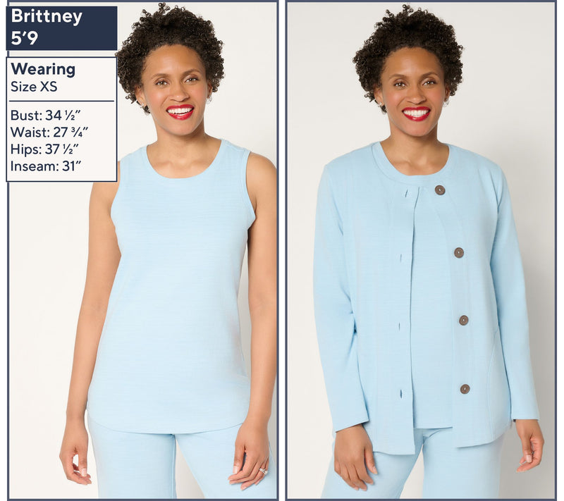 Denim & Co. Active Regular Textured Cotton Cardigan & Tank Twin Set — View 9