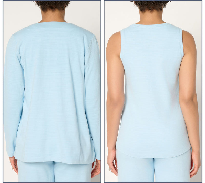 Denim & Co. Active Regular Textured Cotton Cardigan & Tank Twin Set — View 10