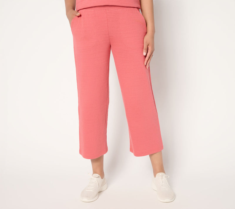 Denim & Co. Active Regular Textured Cotton Full Leg Crop Pants — View 3