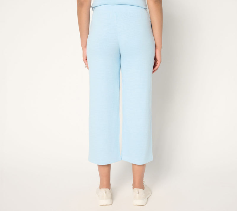 Denim & Co. Active Petite Textured Cotton Full Leg Crop Pants — View 4