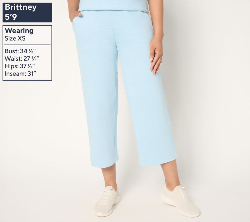 Denim & Co. Active Petite Textured Cotton Full Leg Crop Pants — View 3