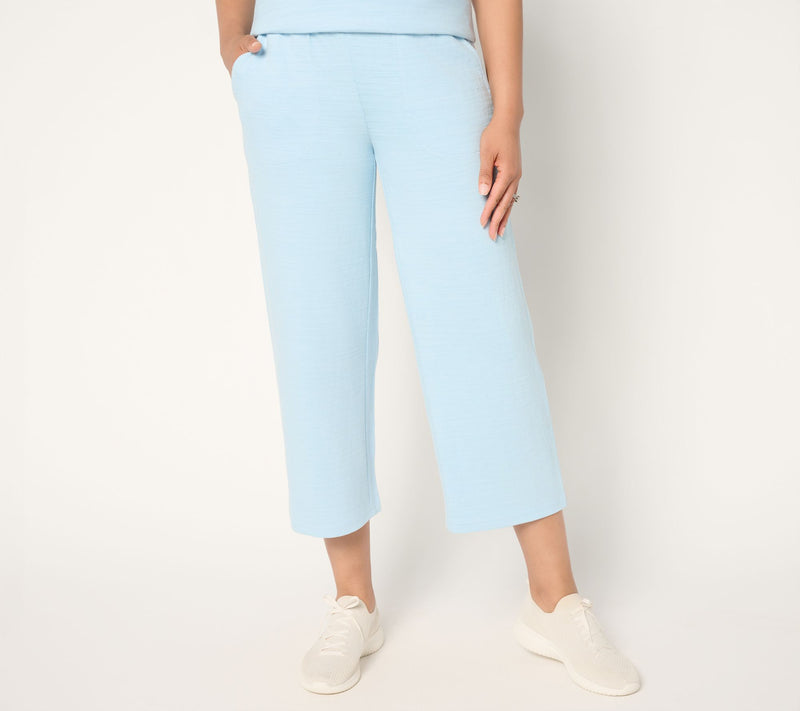 Denim & Co. Active Petite Textured Cotton Full Leg Crop Pants — View 12