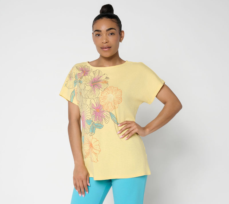 Denim & Co. 100% Cotton Jersey Dolman Sleeve Printed Top — View 15