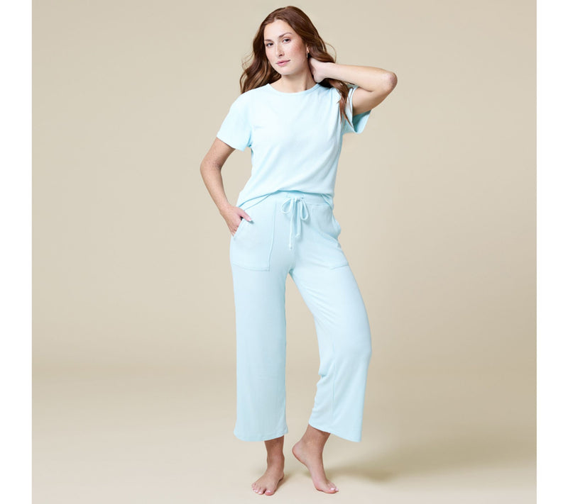 Softies Rib Dream Jersey Tee and Crop Pant Lounge Set — View 3