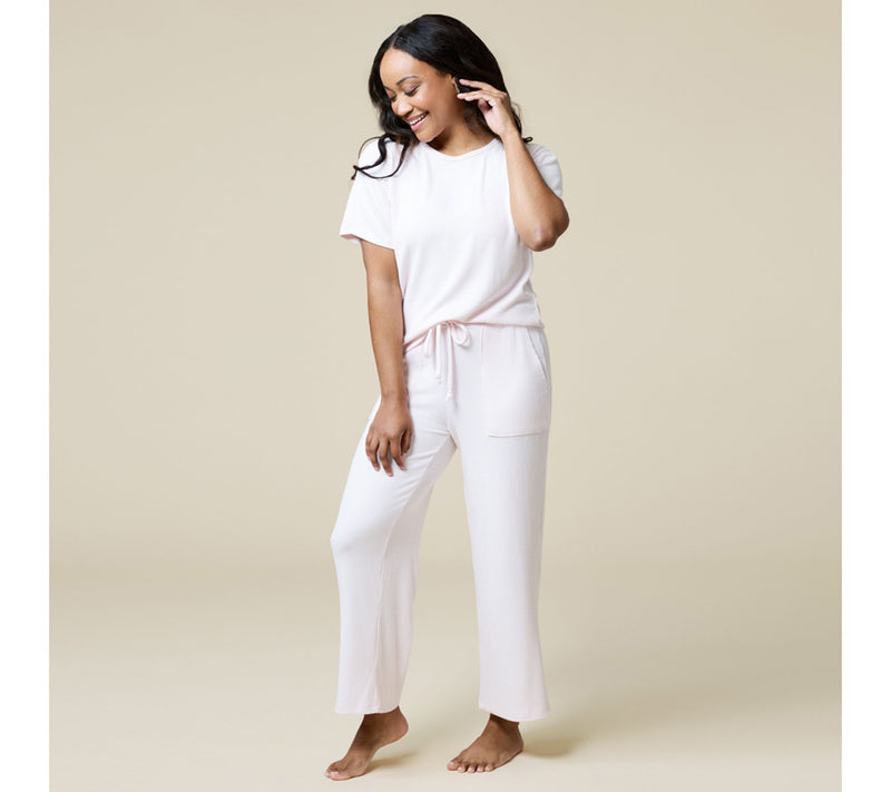 Softies Rib Dream Jersey Tee and Crop Pant Lounge Set — View 5