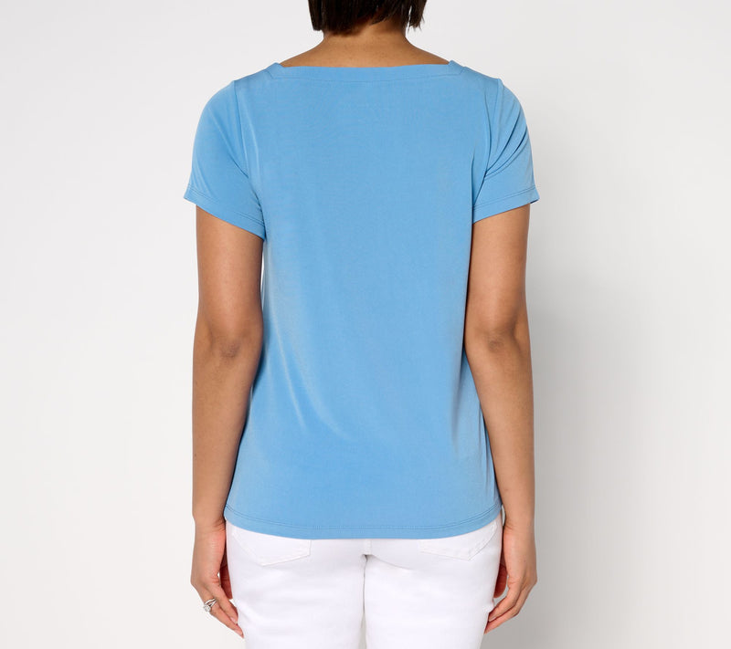 Susan Graver Modern Essentials Liquid Knit Bateau-Neck Top — View 4