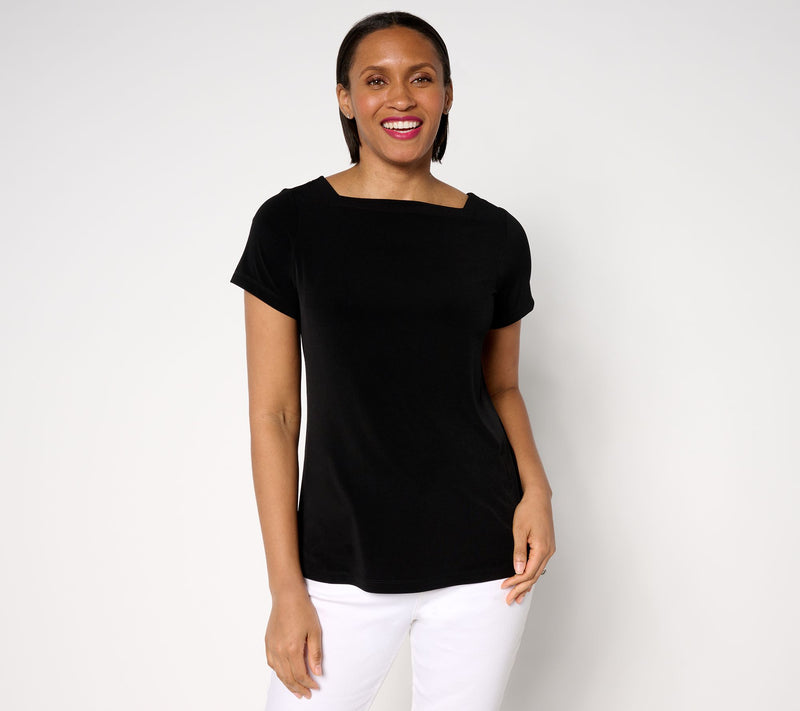Susan Graver Modern Essentials Liquid Knit Bateau-Neck Top — View 11