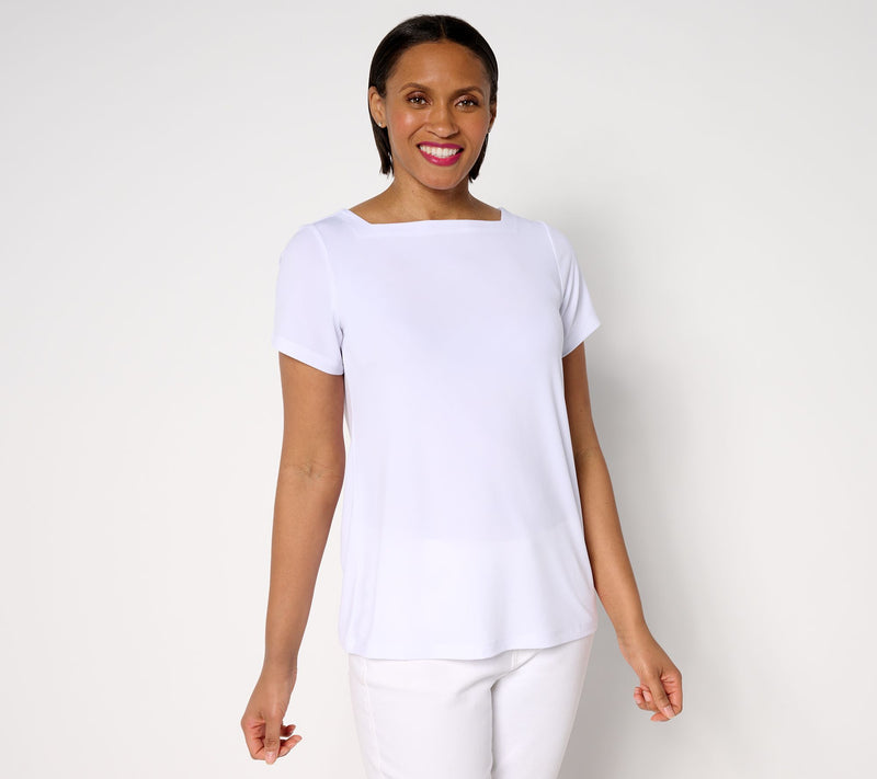 Susan Graver Modern Essentials Liquid Knit Bateau-Neck Top — View 12