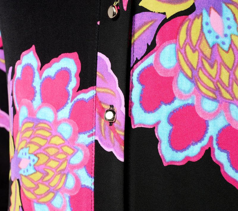 Susan Graver Petite Printed Liquid Knit Button Front Duster — View 5