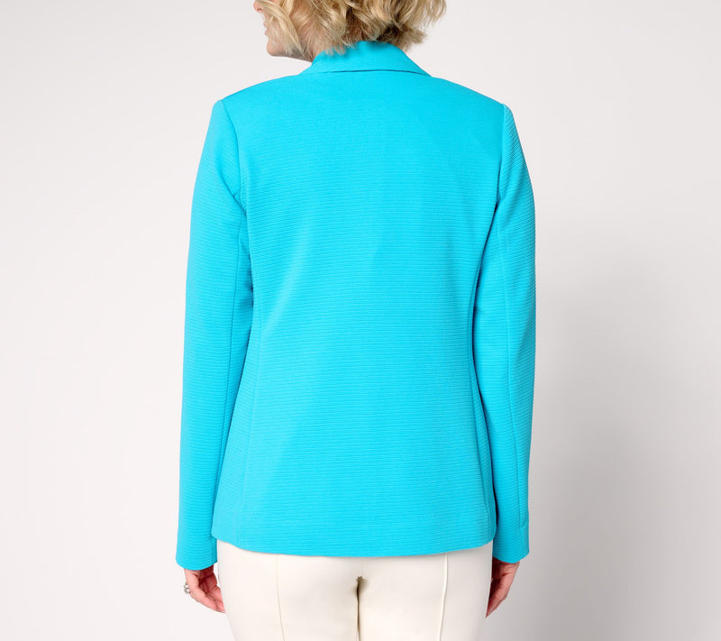 GRAVER Susan Graver Petite Knit Ottoman Double Breasted Cutaway Blazer — View 7
