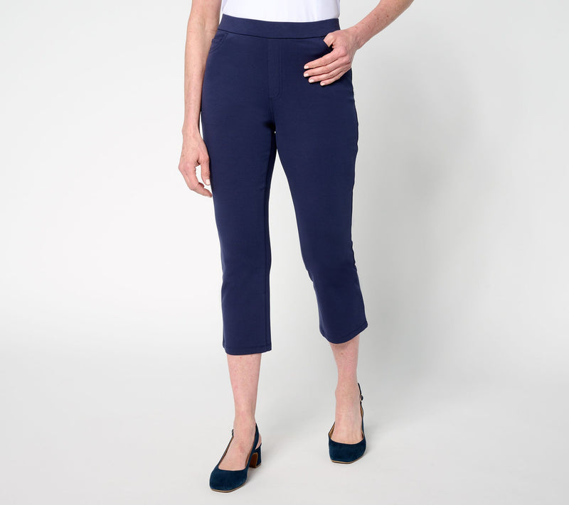 Susan Graver Weekend Regular Cotton Ponte Slim Leg Crop Pants — View 12