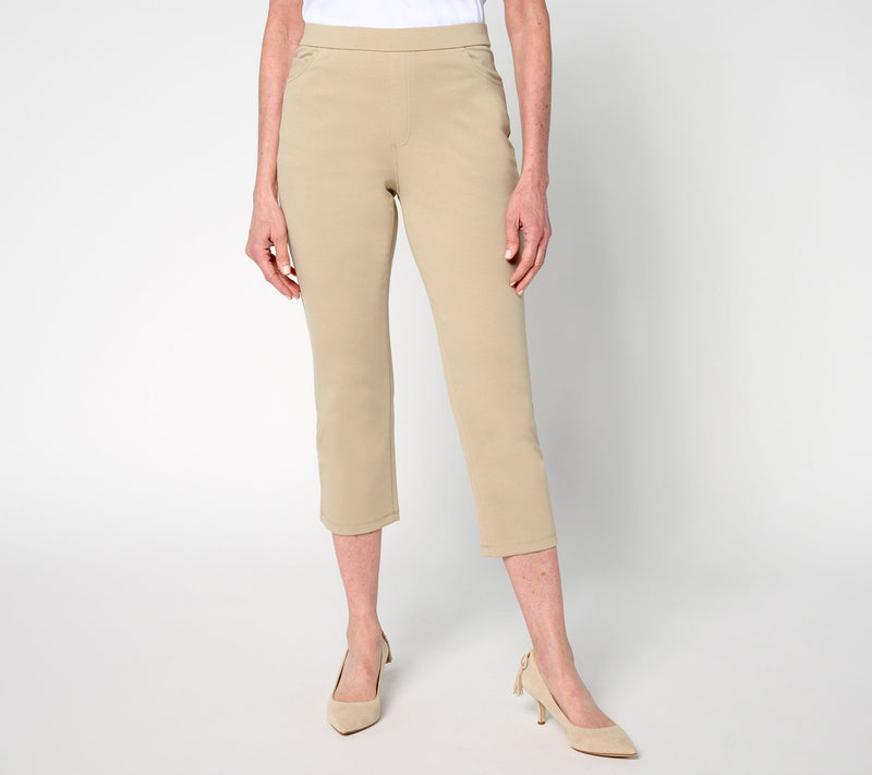 Susan Graver Weekend Regular Cotton Ponte Slim Leg Crop Pants — View 15