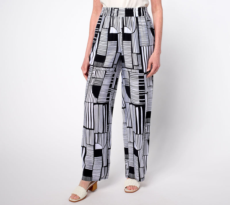 Susan Graver Weekend Regular Printed Dolce Woven Wide-Leg Pants — View 3