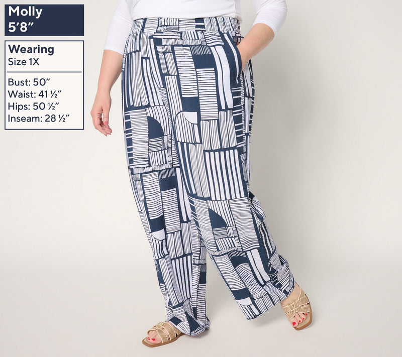 Susan Graver Weekend Regular Printed Dolce Woven Wide-Leg Pants — View 8