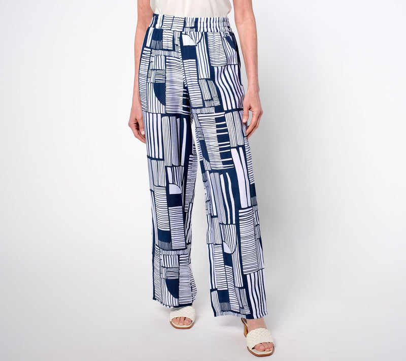 Susan Graver Weekend Petite Printed Dolce Woven Wide-Leg Pants — View 5