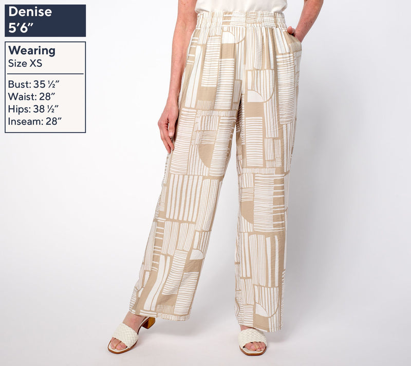 Susan Graver Weekend Petite Printed Dolce Woven Wide-Leg Pants — View 9
