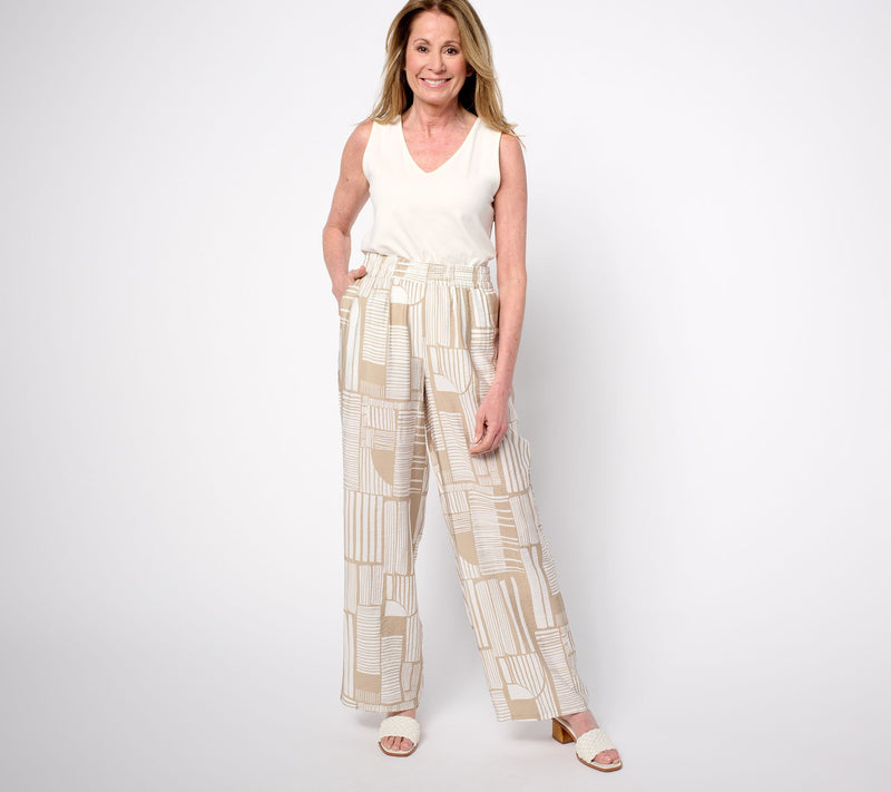 Susan Graver Weekend Petite Printed Dolce Woven Wide-Leg Pants — View 11