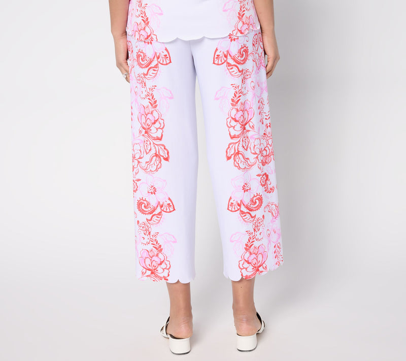 GRAVER Susan Graver Regular Printed Liquid Knit Crop Pants w/Scalloped Hem — View 11