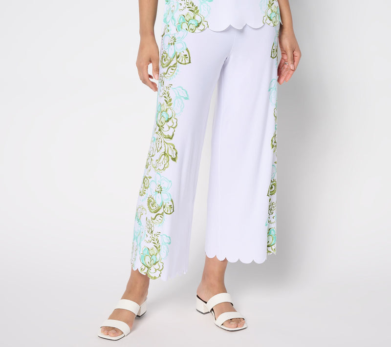 GRAVER Susan Graver Petite Printed Liquid Knit Crop Pants w/Scalloped Hem — View 9