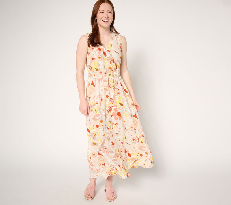 Susan Graver Petite Printed St. Tropez Maxi Dress — View 10
