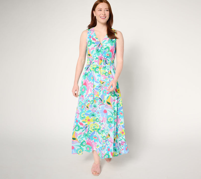 Susan Graver Petite Printed St. Tropez Maxi Dress — View 11