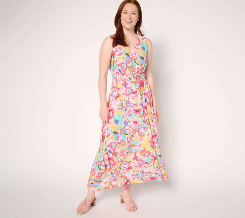 Susan Graver Petite Printed St. Tropez Maxi Dress — View 12