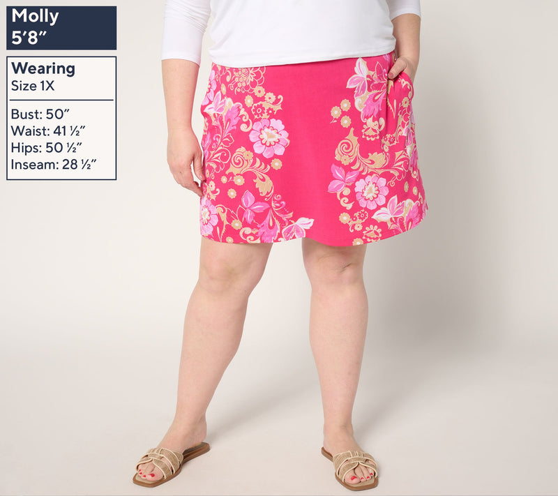 Susan Graver Courtside Social Regular Printed Liquid Knit Skort — View 8