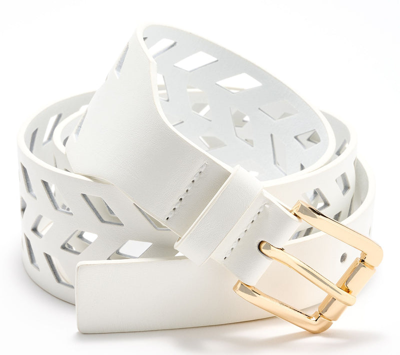 Susan Graver Perforated Geo Design Faux Leather Belt — Main view