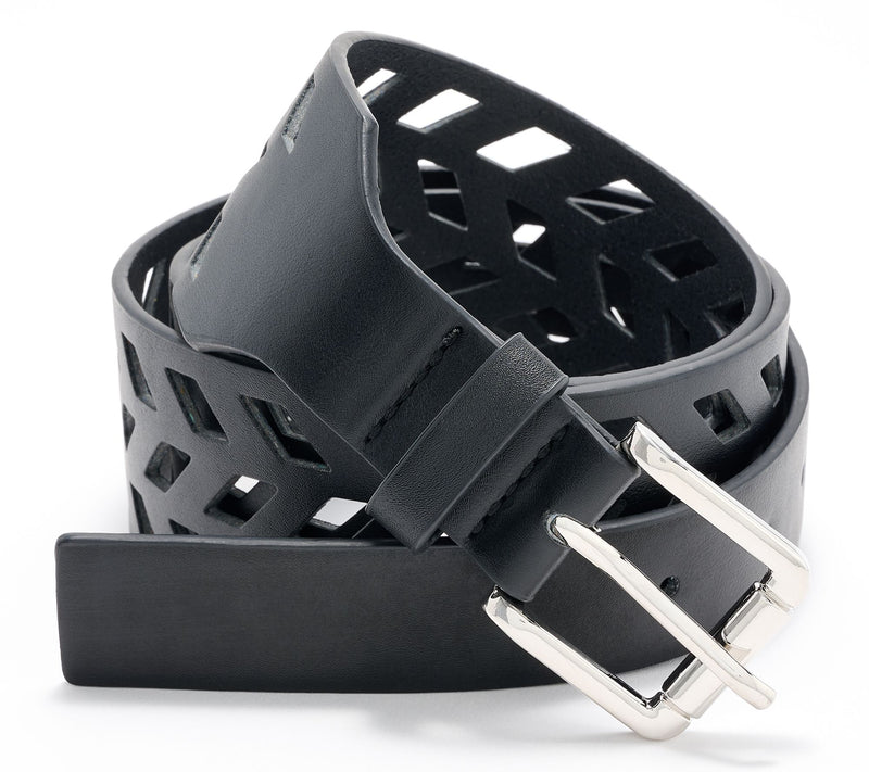 Susan Graver Perforated Geo Design Faux Leather Belt — View 4